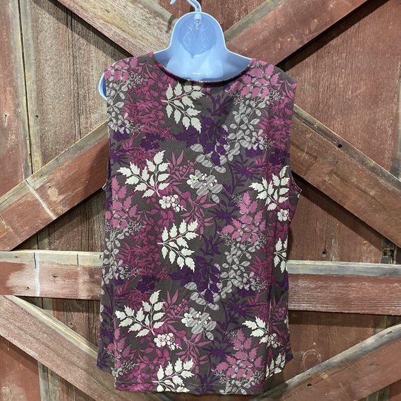 a.n.a Sleeveless Floral Tunic Blouse V-Neck Brown Purple Pink XXL 2X Lined Rayon - Picture 4 of 11